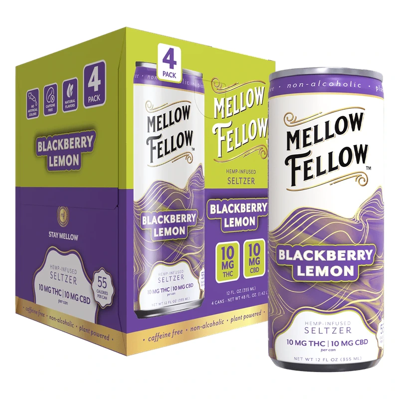Delta 9 THC + CBD Seltzer Beverage 20MG Blackberry Lemon 4 Pack