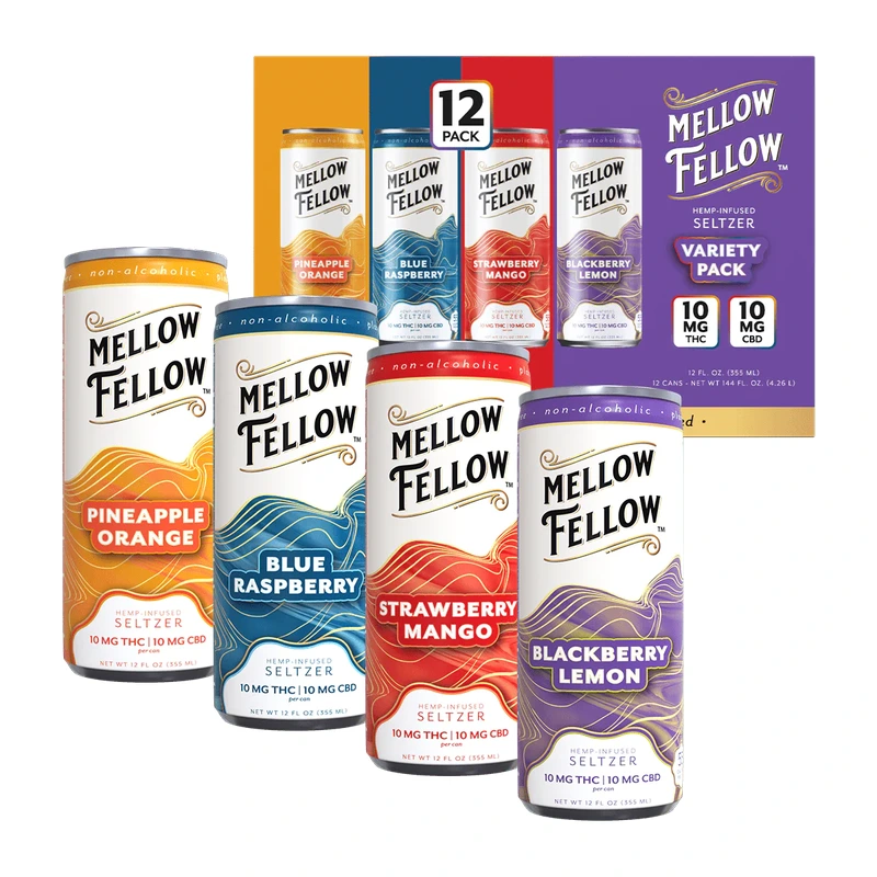 Delta 9 THC + CBD Seltzer Beverage 20MG Variety 12 Pack