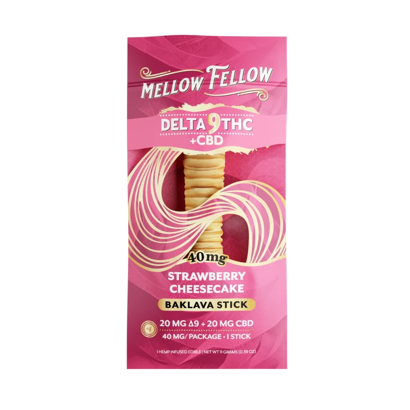 Delta 9 THC + CBD Baklava Stick Strawberry Cheesecake 40mg