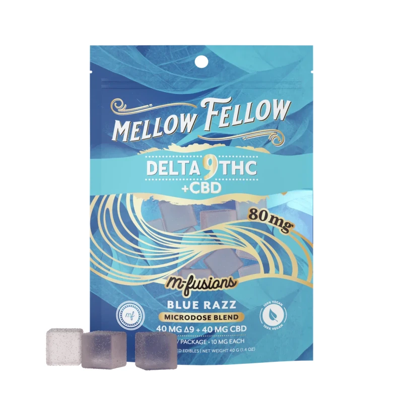 Microdose M-Fusions Gummies Delta 9 THC + CBD 8ct 80mg Blue Razz