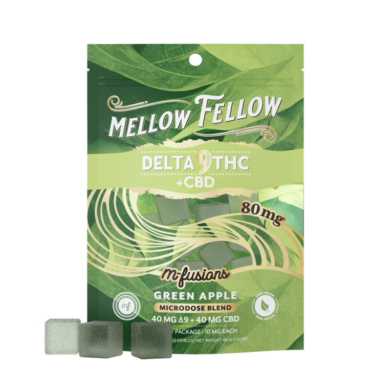 Microdose M-Fusions Gummies Delta 9 THC + CBD 8ct 80mg Green Apple