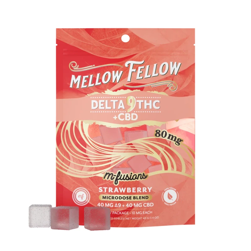Microdose M-Fusions Gummies Delta 9 THC + CBD 8ct 80mg Strawberry
